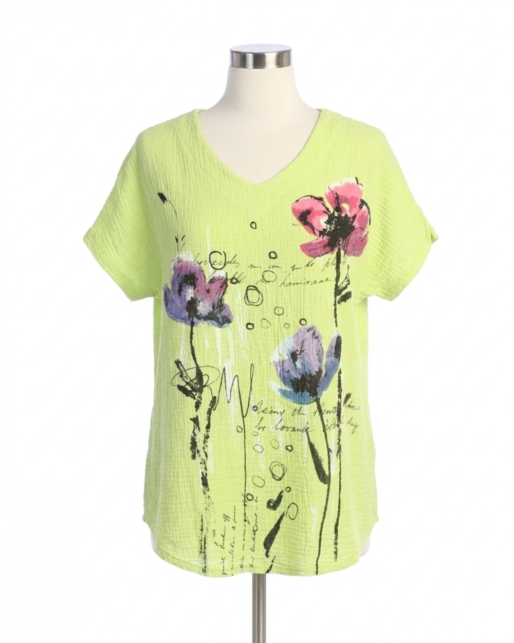 NEW JESS & JANE postcard mineral washed cotton double gauze top in lime
